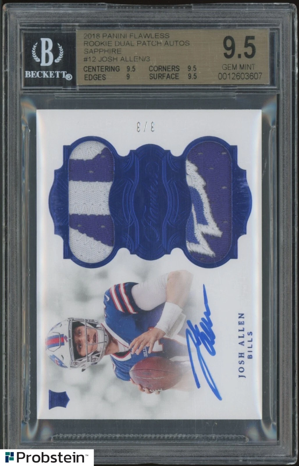 Josh Allen Panini Flawless Rookie Patch Autographs #JA Sapphire