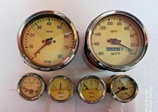 SmithsReplicaKit-Elec Temp Oil Fuel AmpGauge+ACWSpeedo 180-0MPH+0-80RPM 100mm YC