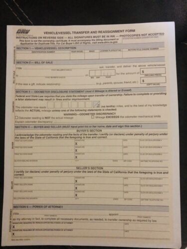 California DMV reg 262 form | eBay