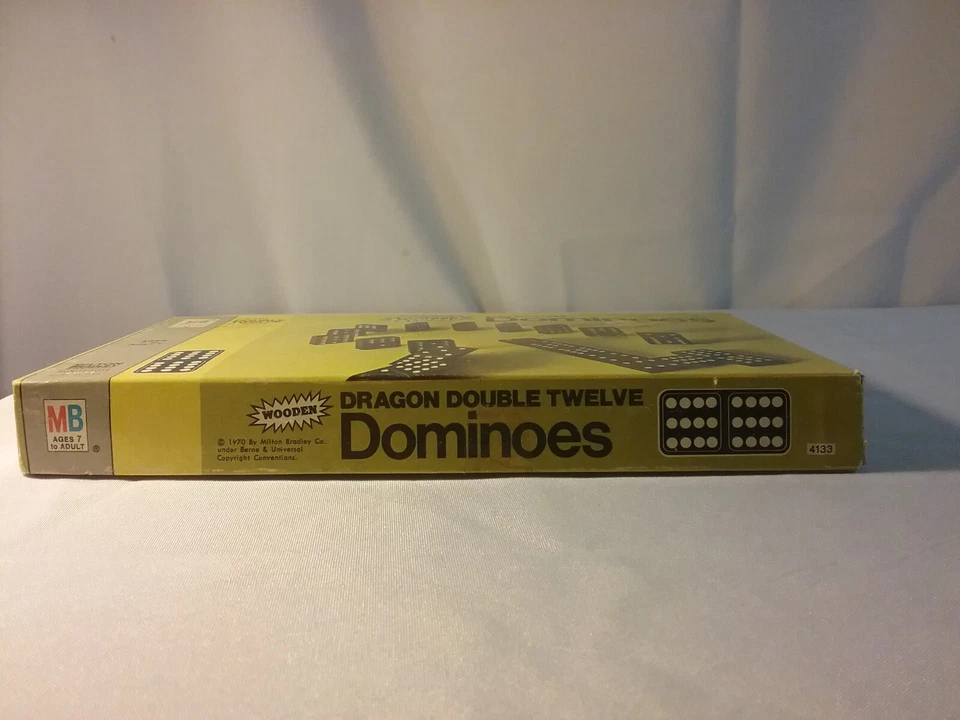 VTG Double Twelve Wooden Dragon Dominoes 1970 Game Milton Bradley 91 Piece #4133 - Image 3 of 4