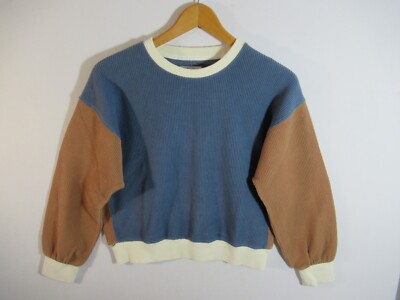 Thread & Supply Ribbed Colorblock Sweatshirt Women XS Pullover Crewneck