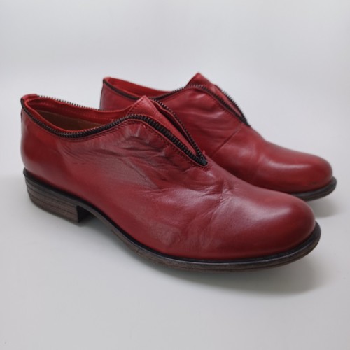 Miz Mooz Shoes Size US 8.5 Lauralyn Leather Oxford Laceless Zipper Trim Oxblood - Picture 11 of 15