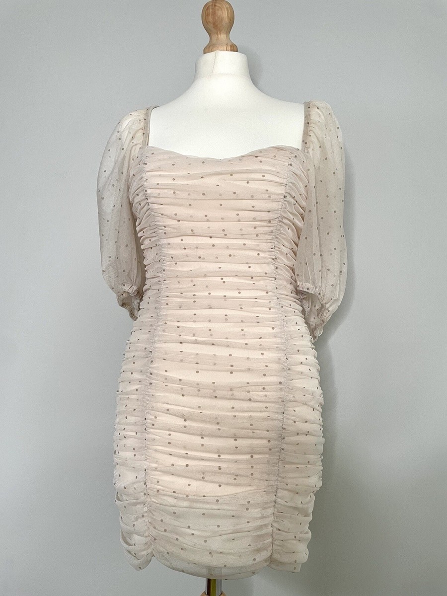 Ladies Tops White Polka Dot Off The Shoulder Dress ZARA WOMEN'S