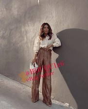ZARA NEW WOMAN SEQUIN PANTS LIMITED EDITON LIGHT BROW ALL SIZES REF: 2503/008