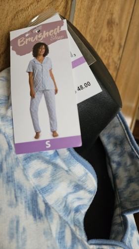 Womens Brushed Sleep Button Down Pajama Set PJs Short Sleeve Super Soft Sz S - Picture 7 of 7