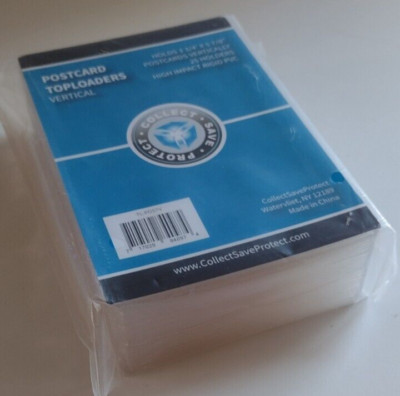(25) CSP Vertical Postcard Rigid Top Load Protector New NIP ID: 3 3/4x5 7/8
