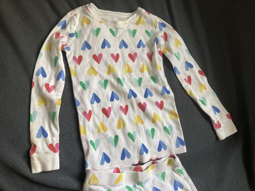 Primary 4-5T Kids Rainbow Heart 2 Piece PJ Pajama Long Sleeve Pants Girls Used - Picture 4 of 23