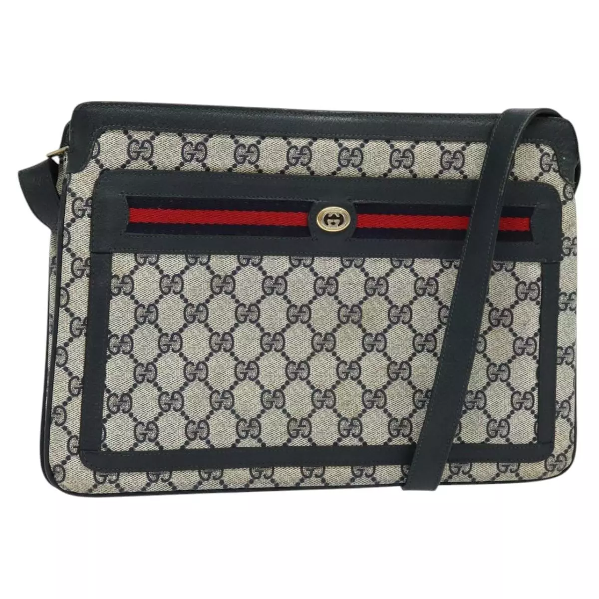 Sac à bandoulière GUCCI GG Supreme Sherry Line PVC rouge marine 41 02 090 authentique bs22750
