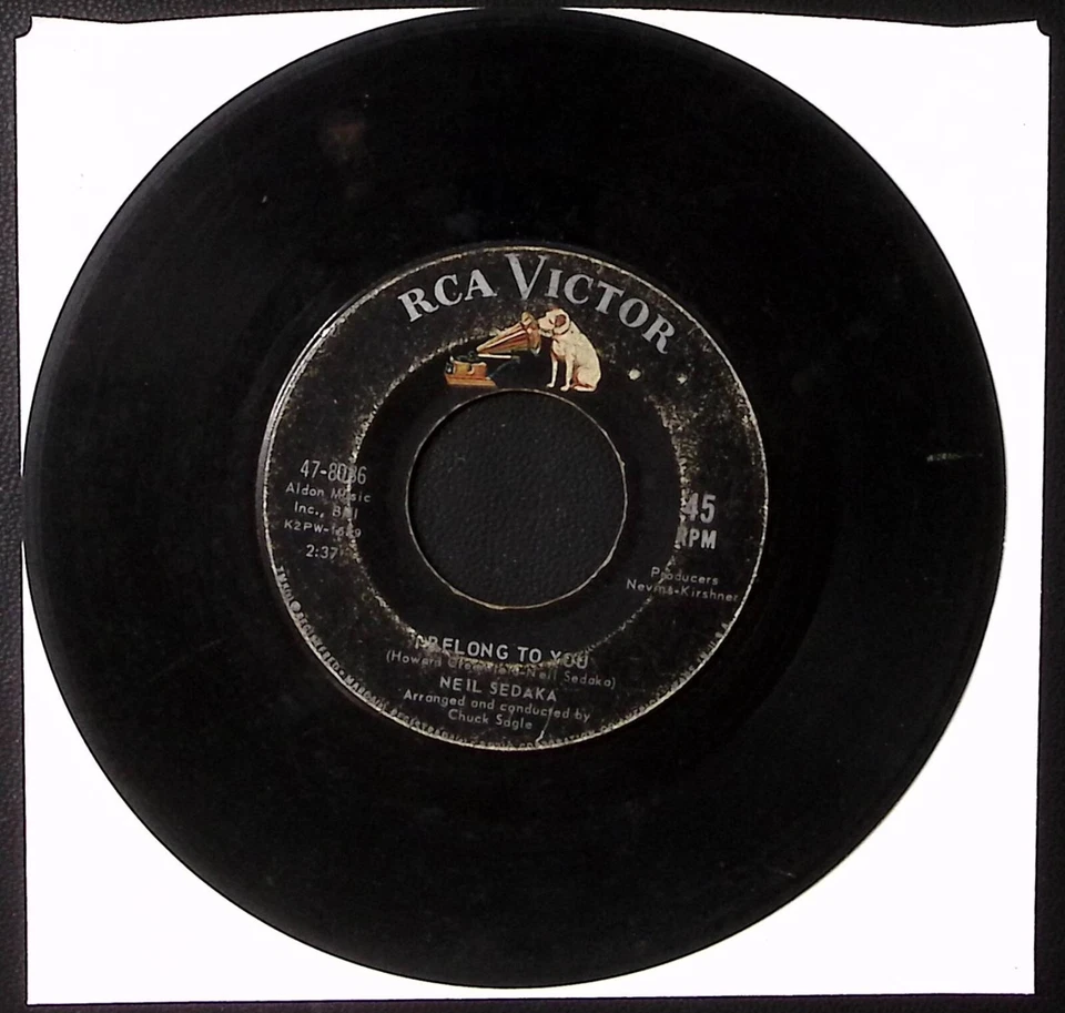 NEIL SEDAKA I BELONG TO YOU/NEXT DOOR TO AN ANGEL RCA VICTOR REC. VINYL 45 50-89 Foto 3 de 3
