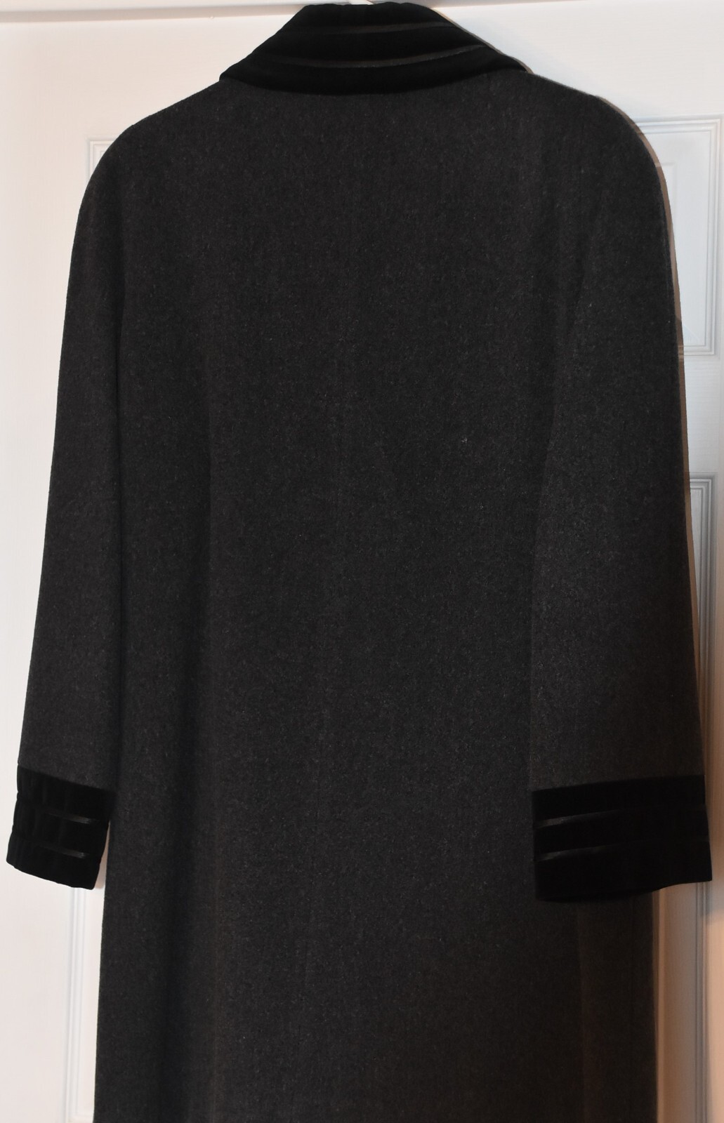 Alorna Women's Charcoal Gray Vintage Wool CoatVelvet Collar and Cuffs