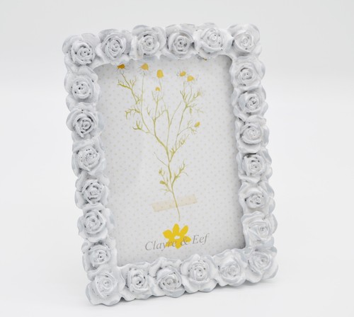 Picture Frame Grey, Flowers, Roses, Decoration, 12x16cm, Vintage, Romantic - Picture 2 of 3