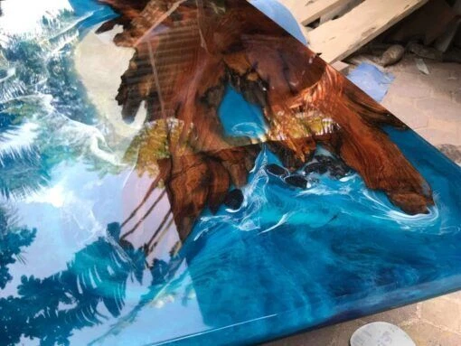 Epoxy Table, dining, sofa, center table top Live Edge Walnut Table ,Custom Order - Image 3 of 4