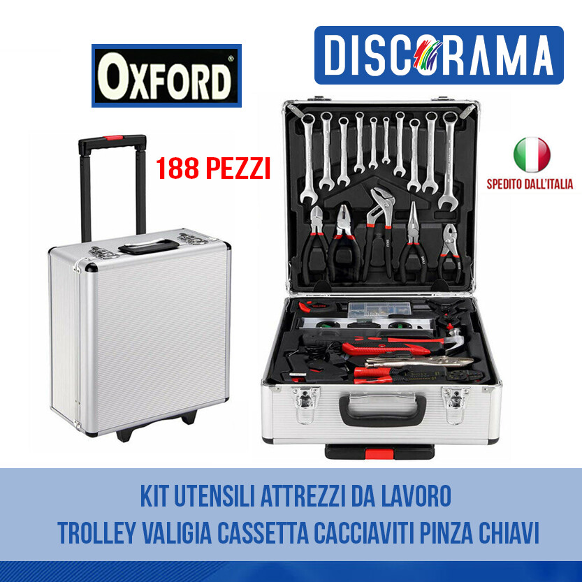 Valigia Attrezzi Completa Trolley Porta Utensili Acciaio Cromo