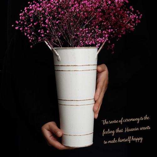 4Pcs Notakia Galvanized Metal Vases Farmhouse French Flower Bucket Vases for ... - Picture 6 of 9