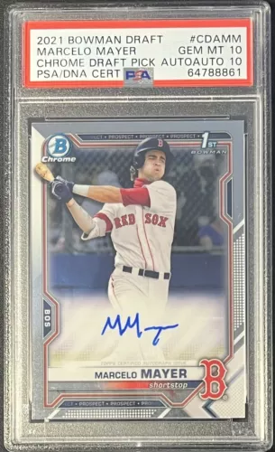 MARCELO MAYER 2021 Bowman Chrome Draft 1st Auto Red Sox RC PSA 10 Auto GEM MINT
