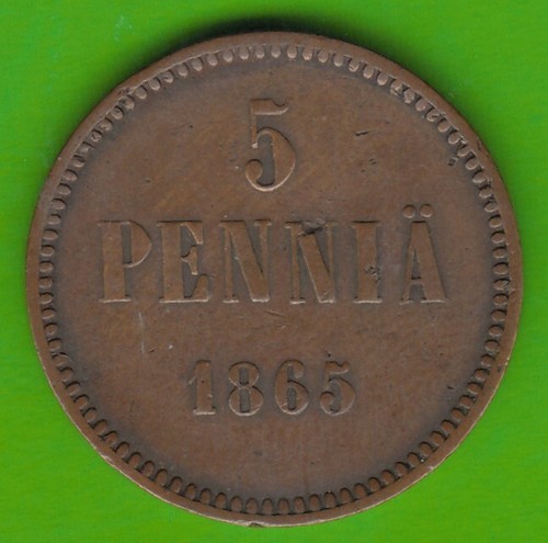 Coin Russia Finland 5 Penniä 1865 very nice rare nswleipzig - Picture 2 of 3