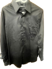 Geoffrey Beene Mens Slim Fit Sateen Black Dress Shirt 15 1/2 34/35