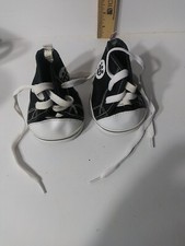 Build A Bear BAB High Top Sneakers Black White Lace Up Preowned