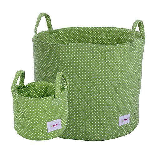 Minene Large Small Storage Basket Set Green with white Spots - storage baskets Minene Large Small Storage Basket Set Green with white Spots - storage baskets