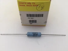 (10 pcs) 45F402 Ohmite, 5 Watt 402 Ohm 1%, Wirewound (Silicone Coated) Resistor