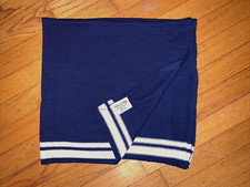 Peacock Alley Navy Blue with White Stripes Knit Baby Blanket