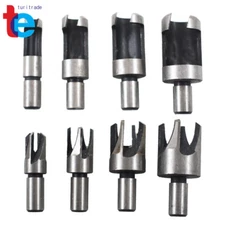 Cutting Shank Drill Bit Set Carbon Steel Wood Plug Hole Cutter Dowel Maker 8Pack