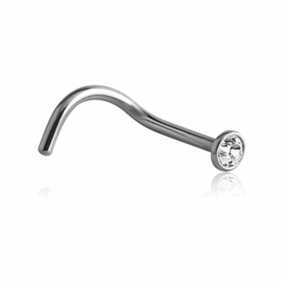 Nasenstecker Glitzerstein gebogen Nasenpiercing 0,8 oder 1 mm Stahl