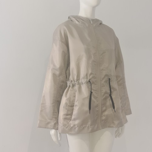 ICE PLAY Beige Windbreaker Jacket UK 12 EU 40 Hooded Spell-Out Tape Coat Cream - Picture 13 of 19