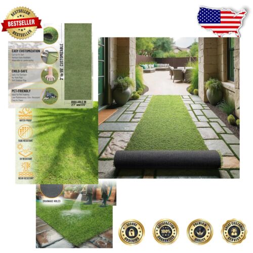 Customizable Indoor/Outdoor Grass Rug Runner 2'7" x 30'' - Easy Care & Stylish