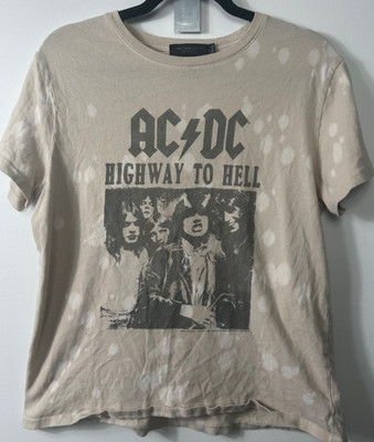 AC/DC Highway to Hell by Junk Food  Rock Band T-Shirt Faded Men s Size S D55
