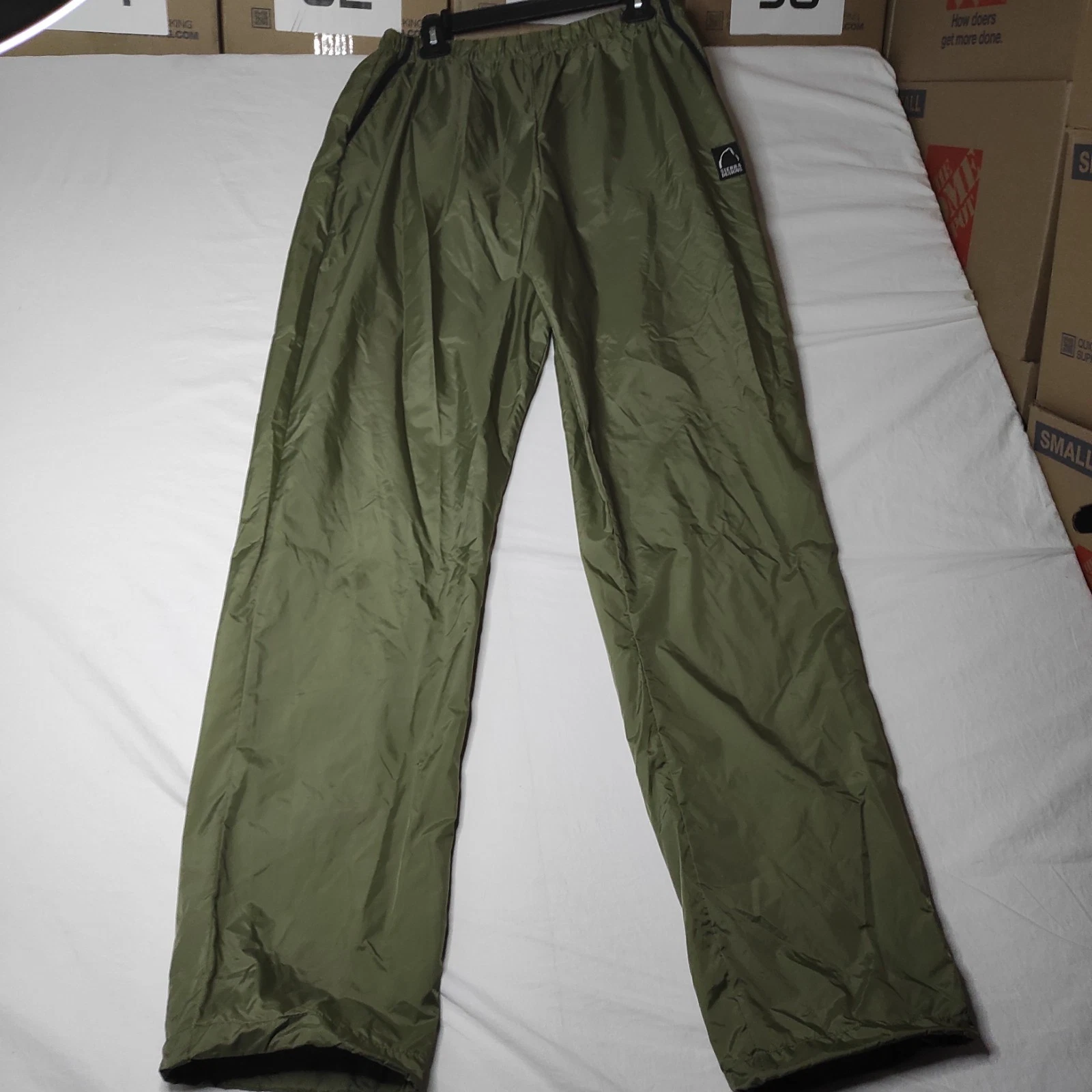Vtg Sierra Designs XL 100% Nylon Pants Olive Lightweight Taiwan Packable 80s-90s
