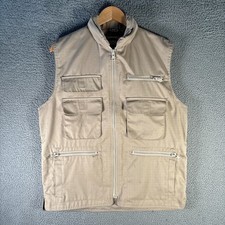 Vintage Banana Republic Safari Vest Mens Medium Beige Multi Pocket Fishing