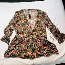 Fashion Nova Davina Floral Leopard Chiffon Romper Mini Dress Olive Combo 3X NEW