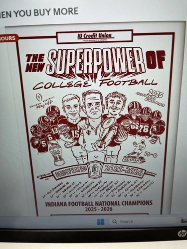 2025 26 Indiana Hoosiers IU Football New Superpower National Championship Poster