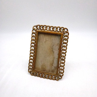 ANTIQUE Brass Photo Frame Wedding Ring Loop Edge Glass Frame For Restoration