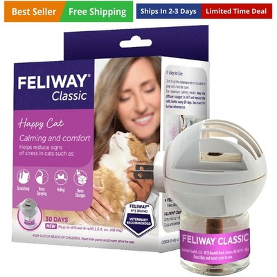 Classic 30 Day Cat Calming Plug In Pheromone Diffuser Starter Kit, 48ml - Hel...