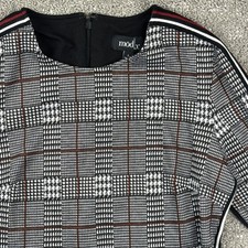 Mod X Sheath Dress Women S Black Plaid Racing Stripe 3/4 Sleeve Career Casual