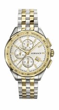 Versace Men’s Watch Glaze Chronograph Two Tone Silver Dial MSRP $1495