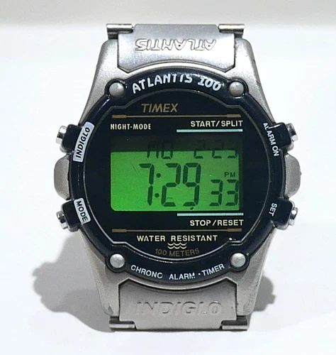 Vintage Timex Atlantis 100 Indiglo Digital C.A.T Quartz Watch 745 T8 New Battery