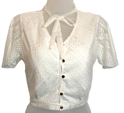 NEU WILDBLUMEN   CREMEFARBENES BINDEKRAGEN CROP BLUSE TOP  8/10 # 741