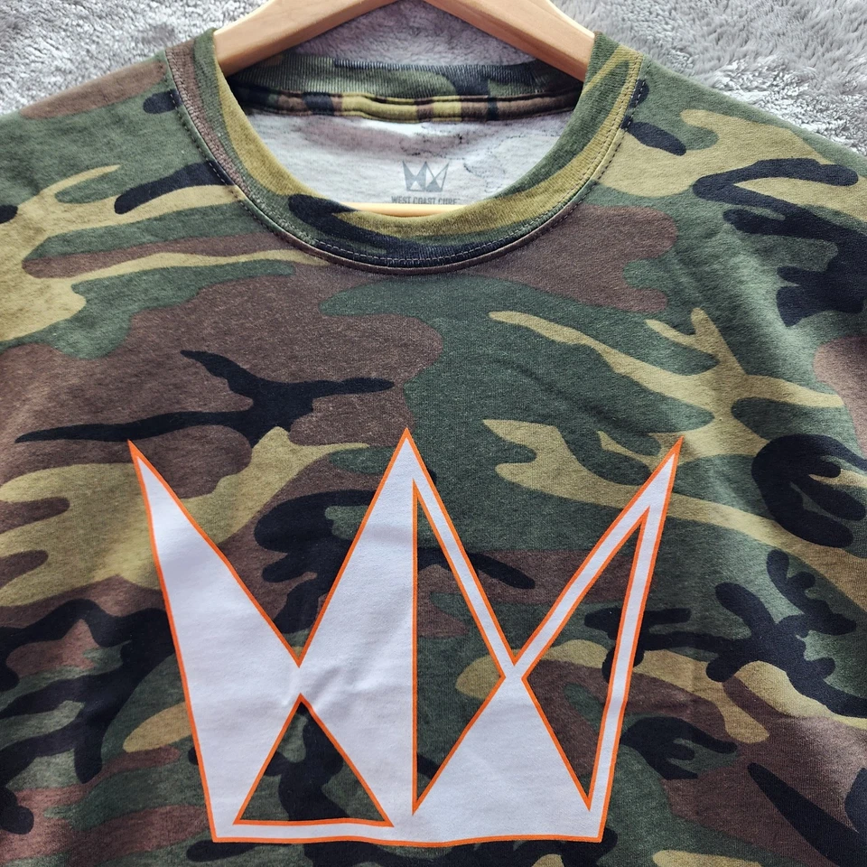 Camiseta West Coast Cure Camuflada Corona Logo Para Hombre Grande Green Woodland Streetwear Foto 4 de 4