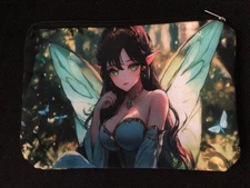 Elf Girl and Dragonflies on a Makeup Cosmetic Toiletries Travel or Whatever Bag