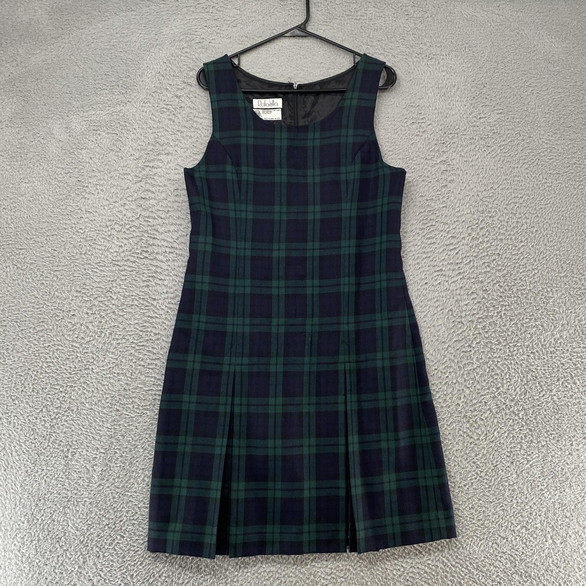 Rafaella Dress Womens 6 Green Plaid Wool Sleeveless Pleated Academia Y2K  Preppy | eBay