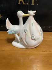 Vintage Ceramic Stork Planter Welcome Baby Nursery Japan Ruben 684 Vase Storage