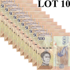 Venezuela 500 Bolivares 2018 P 108b UNC 1/10 Bundle Lot 10 pcs NR No Reserve
