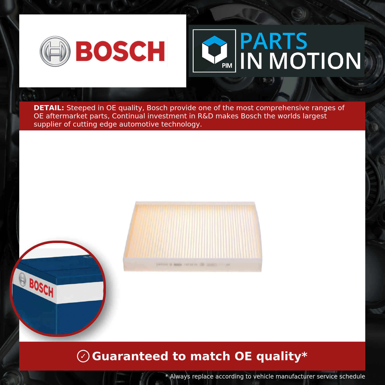 Pollen / Cabin Filter fits HYUNDAI TUCSON TL 2.0 16 to 20 G4NA Bosch 97133F2100 - Image 4