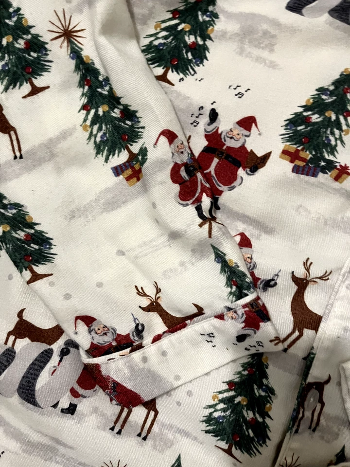 Pottery Barn Kids adult size M Santa Heritage Christmas Pajamas loose fit - Image 2 of 4