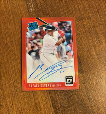Rafael Devers 2018 Optic Rated Rookie Red Prizm Auto RD1 Red Sox Giants /50 RC