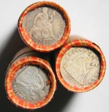Seated Dime On One End ~ Wheat Penny Lincoln Cent ~ Estate Coins ~ ONE ROLL