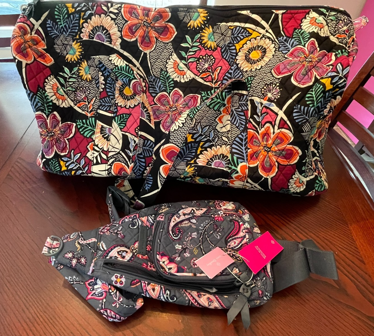 Vera Bradley Lg Duffel Kauai Floral & Mini Sling Backpack  display picture 2